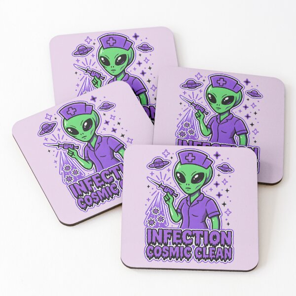 Item preview, Infection Cosmic Clean – Halloween Alien T-Shirt for Infection Control Nurses – Spooky Neon Purple Design designed and sold by ClinicalHubs.