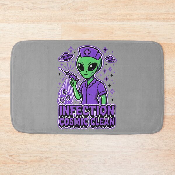 Item preview, Infection Cosmic Clean – Halloween Alien T-Shirt for Infection Control Nurses – Spooky Neon Purple Design designed and sold by ClinicalHubs.