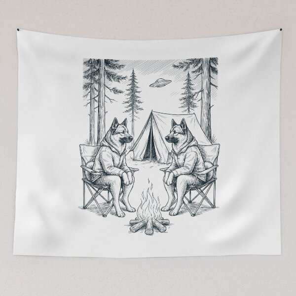 Item preview, Vintage Norwegian Elkhound Camping UFO Dog Mom Dad Lover designed and sold by TerryConnells.