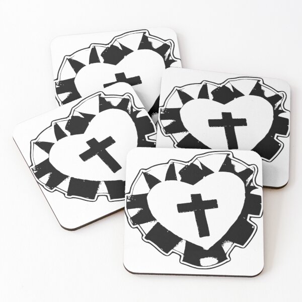Item preview, Grunge Sacred Heart Cross – Punk Black and White Distressed designed and sold by destelloacido.