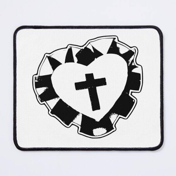 Item preview, Grunge Sacred Heart Cross – Punk Black and White Distressed designed and sold by destelloacido.