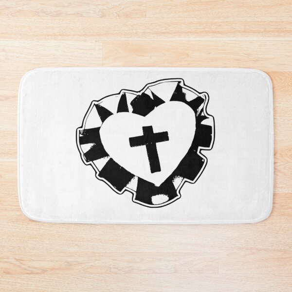 Item preview, Grunge Sacred Heart Cross – Punk Black and White Distressed designed and sold by destelloacido.