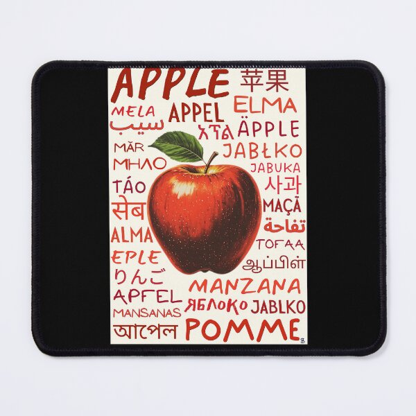 Item preview, Apple in Many Languages – Botanical Typography Art Print designed and sold by SHELOPS.