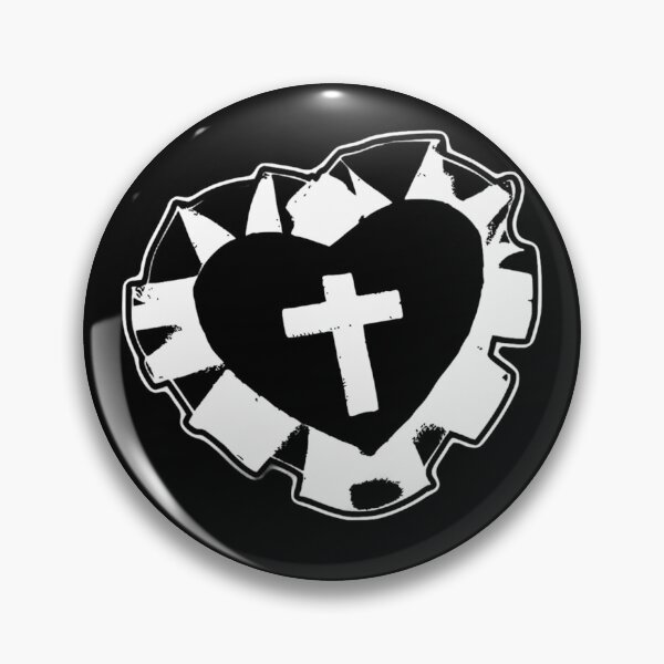 Item preview, Grunge Sacred Heart Cross – Punk Black and White Distressed designed and sold by destelloacido.