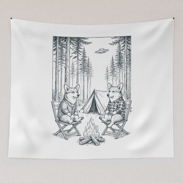 Item preview, Vintage Pembroke Welsh Corgi Camping UFO Dog Mom Dad Lover designed and sold by TerryConnells.