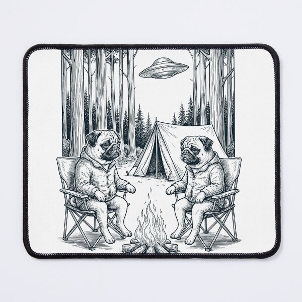 Artikelvorschau, Vintage Mops Camping UFO Hundemama Papa Liebhaber entworfen und verkauft von TerryConnells.