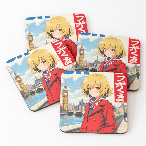 Item preview, London UK Retro Anime Girl 80s Vintage Travel Poster designed and sold by animemaps9.