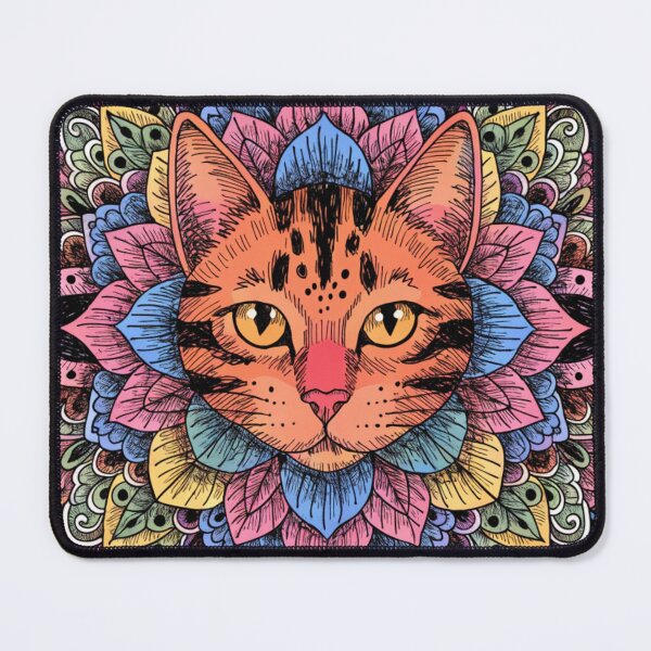 Item preview, Boho Mandala Cat Illustration | Floral Tribal Cat Art | Vintage Ethnic Animal Design designed and sold by Anime9122.