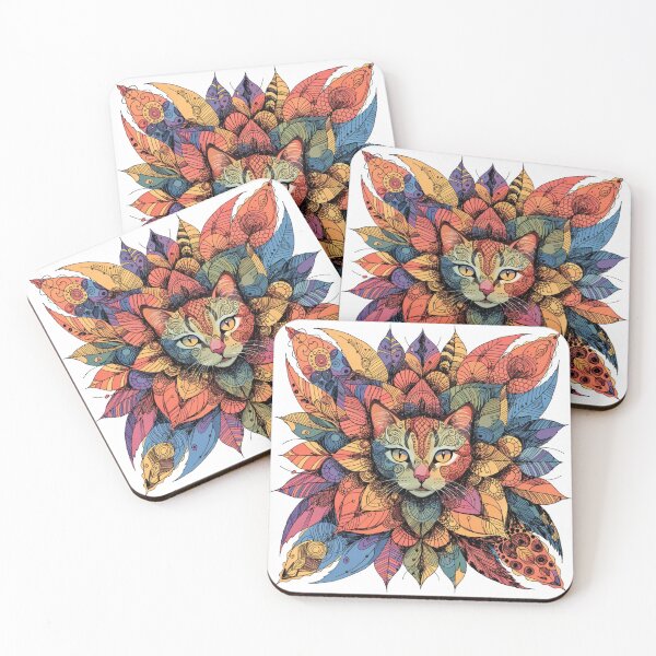 Item preview, Boho Mandala Cat Illustration | Floral Tribal Cat Art | Vintage Ethnic Animal Design designed and sold by Anime9122.
