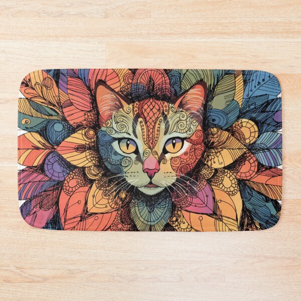 Item preview, Boho Mandala Cat Illustration | Floral Tribal Cat Art | Vintage Ethnic Animal Design designed and sold by Anime9122.