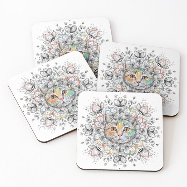 Item preview, Boho Mandala Cat Illustration | Floral Tribal Cat Art | Vintage Ethnic Animal Design designed and sold by Anime9122.