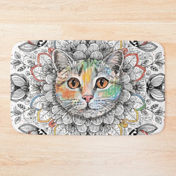 Item preview, Boho Mandala Cat Illustration | Floral Tribal Cat Art | Vintage Ethnic Animal Design designed and sold by Anime9122.