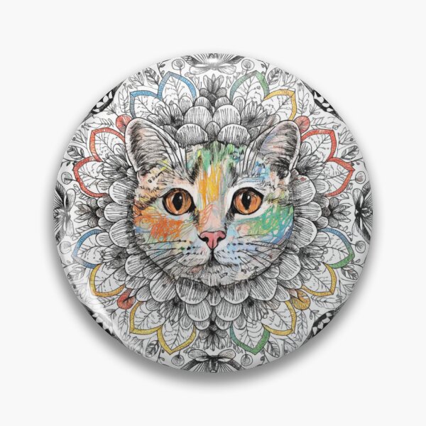 Item preview, Boho Mandala Cat Illustration | Floral Tribal Cat Art | Vintage Ethnic Animal Design designed and sold by Anime9122.