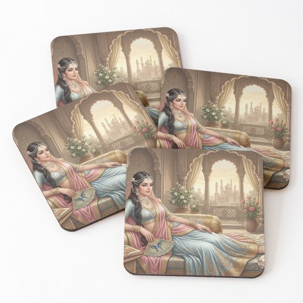 Item preview, A regal woman reclines in a lavish, ornate chamber, overlooking a distant palace. designed and sold by ARTSIT-SHOP.