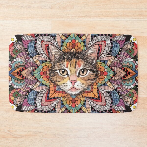 Item preview, Boho Mandala Cat Illustration | Floral Tribal Cat Art | Vintage Ethnic Animal Design designed and sold by Anime9122.