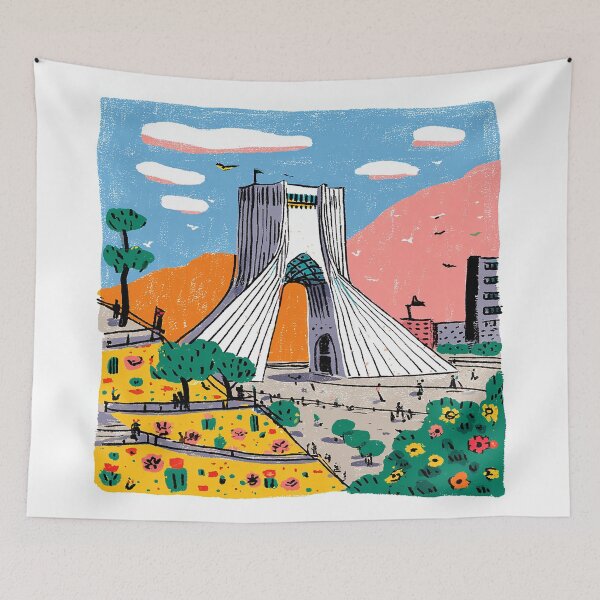 Item preview, Colorful Tehran Azadi Tower Illustration designed and sold by NILStudio.