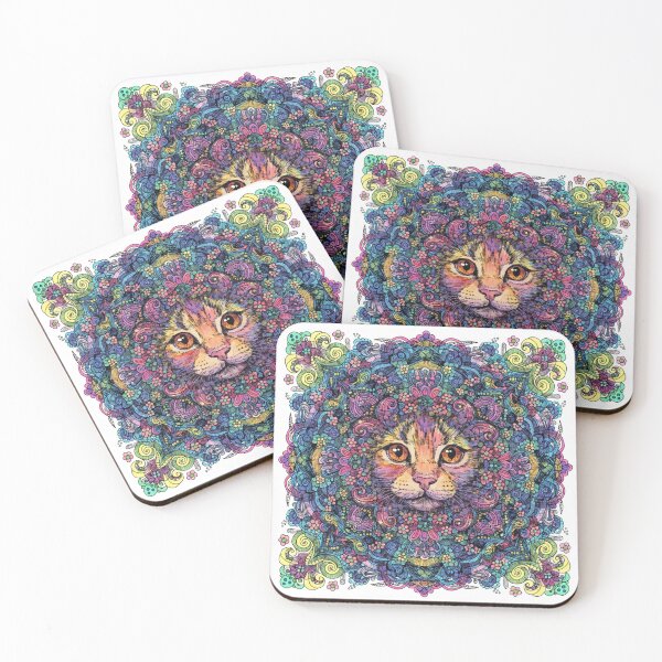 Item preview, Boho Mandala Cat Illustration | Floral Tribal Cat Art | Vintage Ethnic Animal Design designed and sold by Anime9122.
