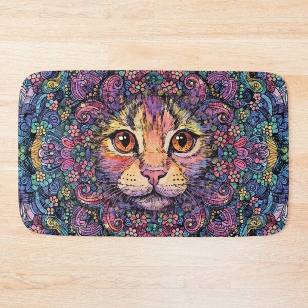 Item preview, Boho Mandala Cat Illustration | Floral Tribal Cat Art | Vintage Ethnic Animal Design designed and sold by Anime9122.