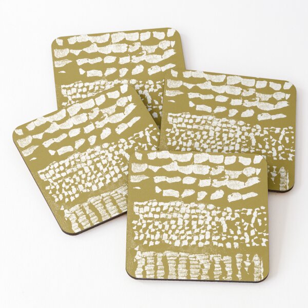 Item preview, Three Grains Textured Monoprint - Ochre + Snow designed and sold by Irene Estelle.