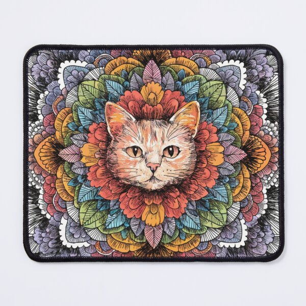 Item preview, Boho Mandala Cat Illustration | Floral Tribal Cat Art | Vintage Ethnic Animal Design designed and sold by Anime9122.