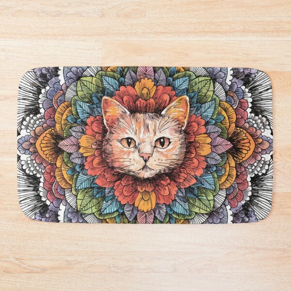 Item preview, Boho Mandala Cat Illustration | Floral Tribal Cat Art | Vintage Ethnic Animal Design designed and sold by Anime9122.