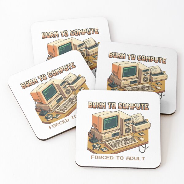 Item preview, Born to Compute Forced to Adult Retro Computer T-Shirt | 80s Vintage DOS PC Gaming Gift designed and sold by Karmapaul1.