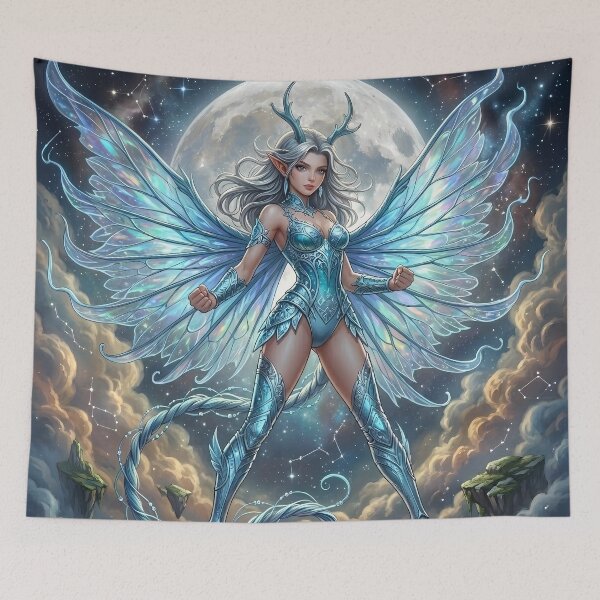 Item preview, Moon Fairy - Iridescent Wings Fantasy Art designed and sold by Lucid Dream Pixel.