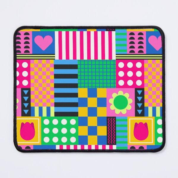 Item preview, Modern Geometric Abstract Patchwork Background with Bright Shapes Heart Flower designed and sold by nuchz.