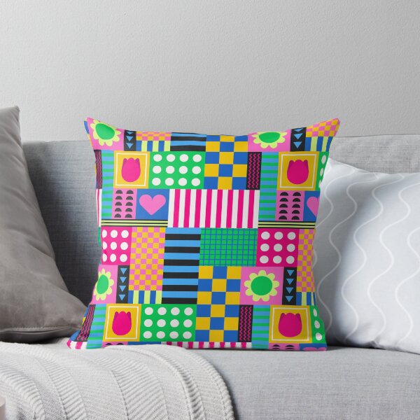 Item preview, Modern Geometric Abstract Patchwork Background with Bright Shapes Heart Flower designed and sold by nuchz.