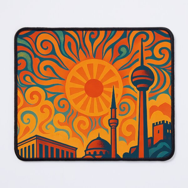 Item preview, Trippy Psychedelic Poster of Ankara | Neon Skyline & Anıtkabir Vision | Vibrant Abstract Turkish Capital Art designed and sold by PaintedPixels01.