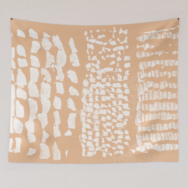 Item preview, Three Grains Textured Monoprint - Melon + Snow designed and sold by Irene Estelle.