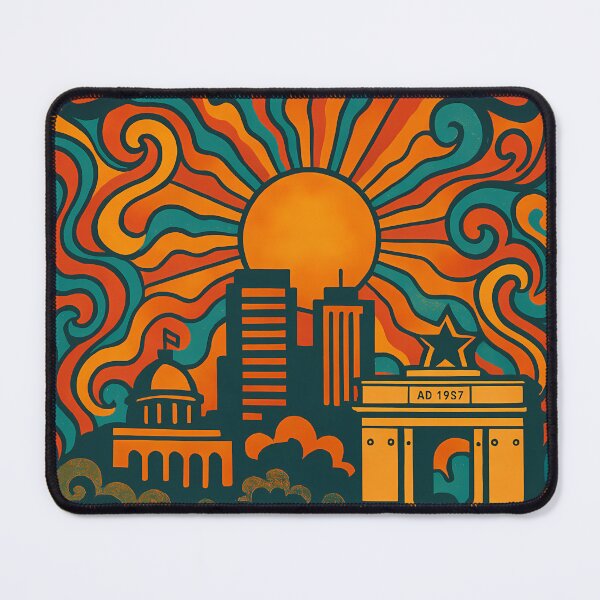 Item preview, Trippy Psychedelic Poster of Accra | Neon Coastal City Vibes | Vibrant Abstract Ghana Urban Art designed and sold by PaintedPixels01.