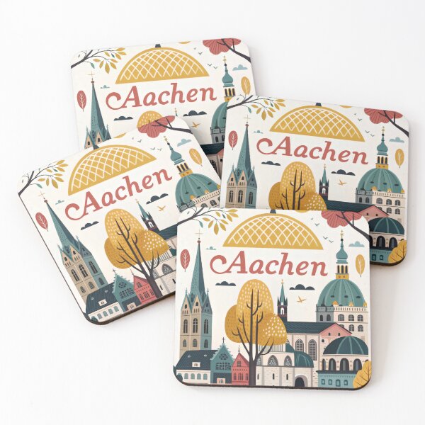Item preview, Aachen Germany Travel Poster | Cathedral & Historic City Illustration | European Wall Art designed and sold by Witsprings.