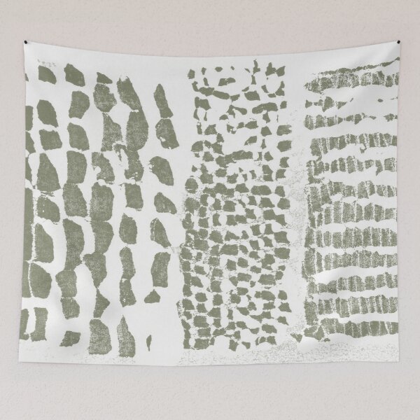 Item preview, Three Grains Textured Monoprint - Snow + Sage designed and sold by Irene Estelle.