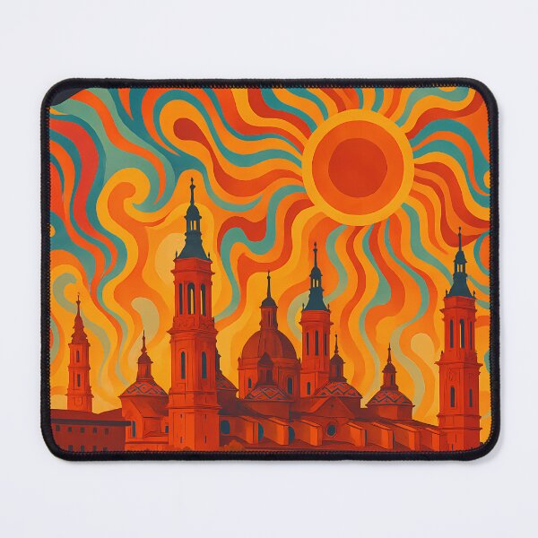 Item preview, Trippy Psychedelic Poster of Zaragoza | Neon Ebro River & Historic Skyline | Vibrant Abstract Spanish City Art designed and sold by PaintedPixels01.