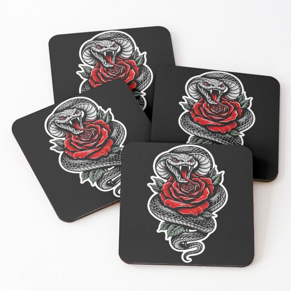 Item preview, Snake and Rose Tattoo Sticker – Gothic Serpent Floral Design designed and sold by GRYFFWEAR.