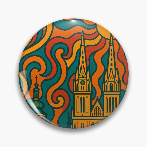 Item preview, Trippy Psychedelic Poster of Zagreb | Neon Historic Streets & Skyline | Vibrant Abstract Croatian City Art designed and sold by PaintedPixels01.
