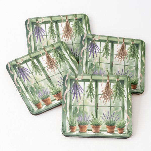 Item preview, Watercolor Herb Garden Window with Lavender Bundles designed and sold by NuniDesigns.