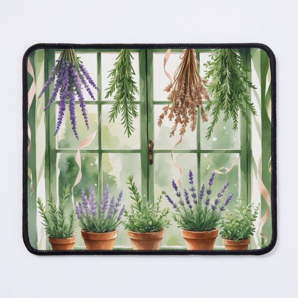 Item preview, Watercolor Herb Garden Window with Lavender Bundles designed and sold by NuniDesigns.