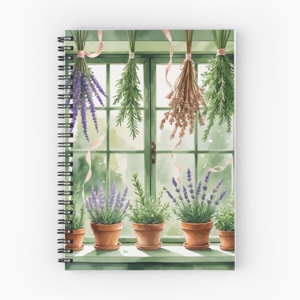 Item preview, Watercolor Herb Garden Window with Lavender Bundles designed and sold by NuniDesigns.