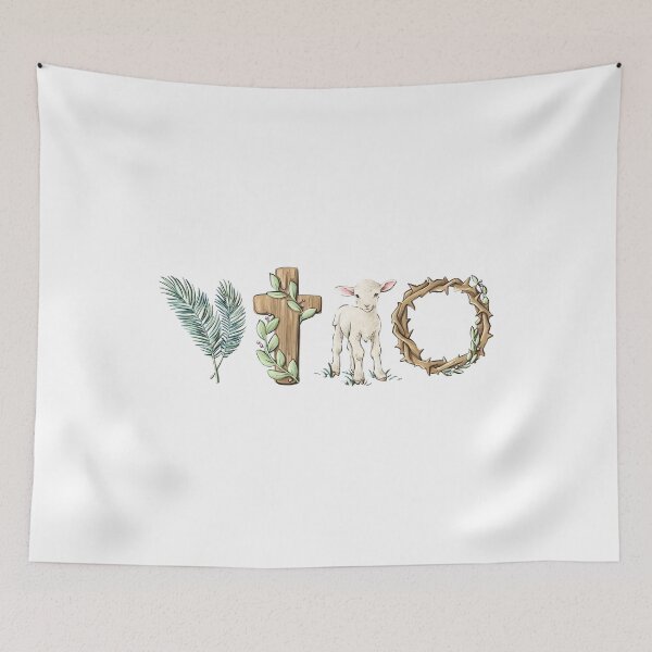 Item preview, Easter Symbols Lamb Cross Palm Crown Art designed and sold by OlyvieArt.