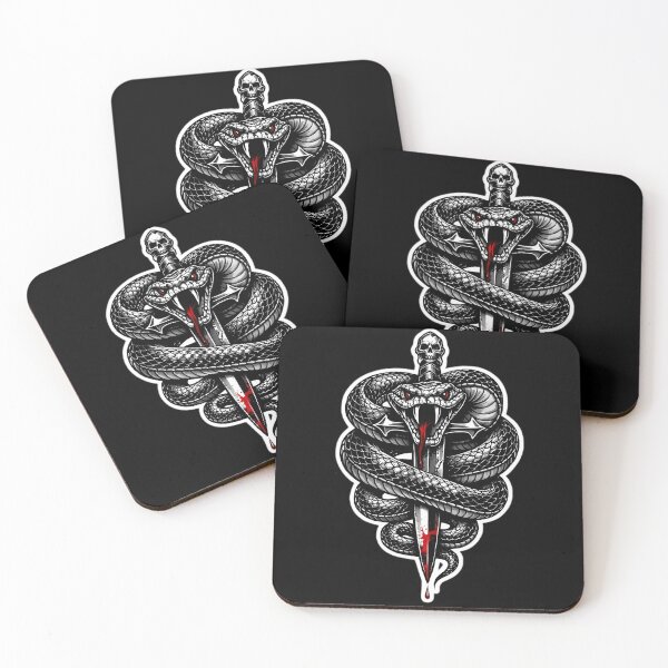 Item preview, Snake Dagger Tattoo Sticker – Dark Gothic Serpent Skull Design designed and sold by GRYFFWEAR.