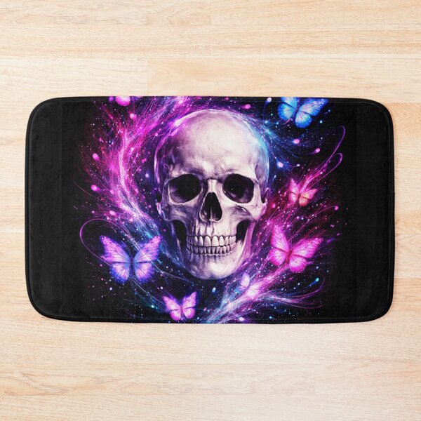Item preview, Neon Skull Butterfly Art Dark Aesthetic Gothic Decor designed and sold by KBTshirts.