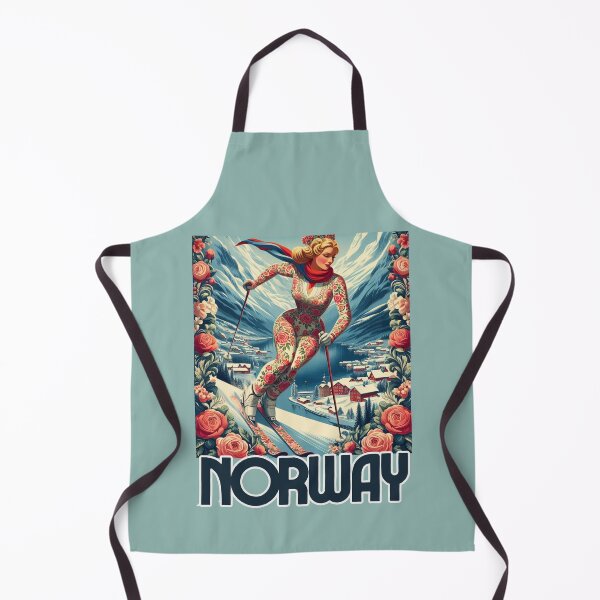 Item preview, Vintage Norway Travel -Woman Skiing in Floral Suit designed and sold by SHELOPS.