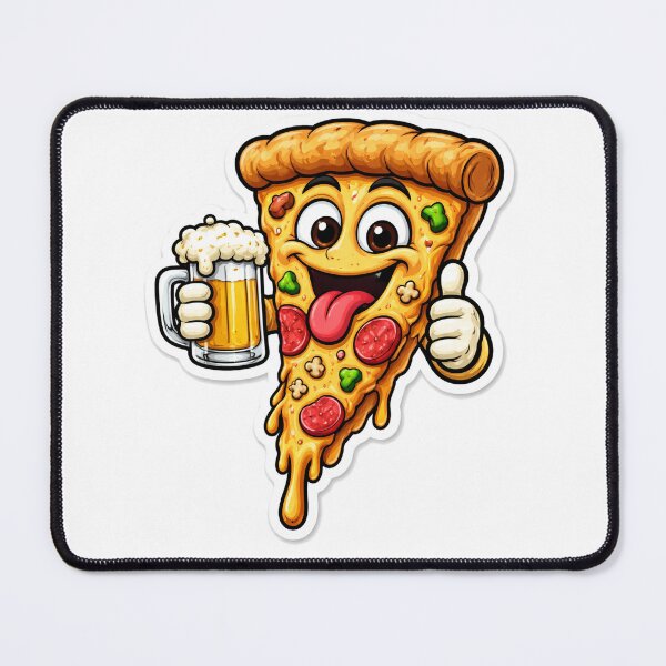 Item preview, Funny Pizza and Beer Cartoon Cute Food Lover Party Design designed and sold by HobsS.
