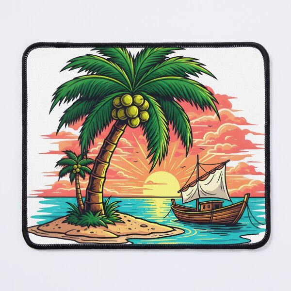 Item preview, Stylized, illustrative depiction of a tropical sunset scene designed and sold by ARTSIT-SHOP.