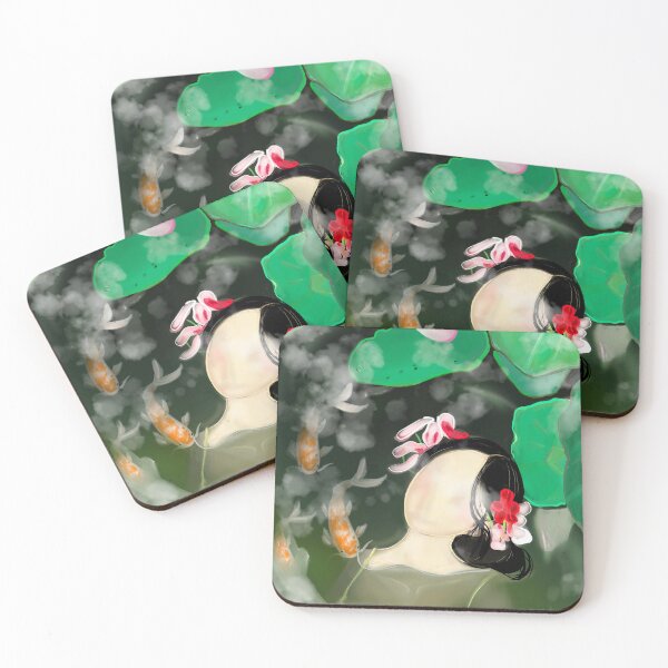 Item preview, Floating dream among leaves and koi designed and sold by zarethilustra.