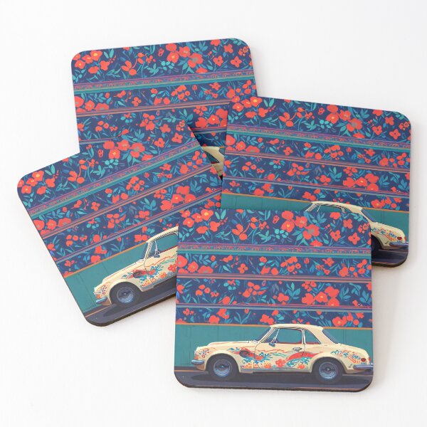 Item preview, White Car and  Red Flowers designed and sold by KiraChie.