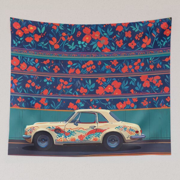 Item preview, White Car and  Red Flowers designed and sold by KiraChie.