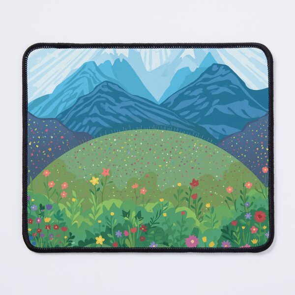 Item preview, Glowing Sun Over Lush Flowering Greens with Mountains designed and sold by The Crafted Spirits.